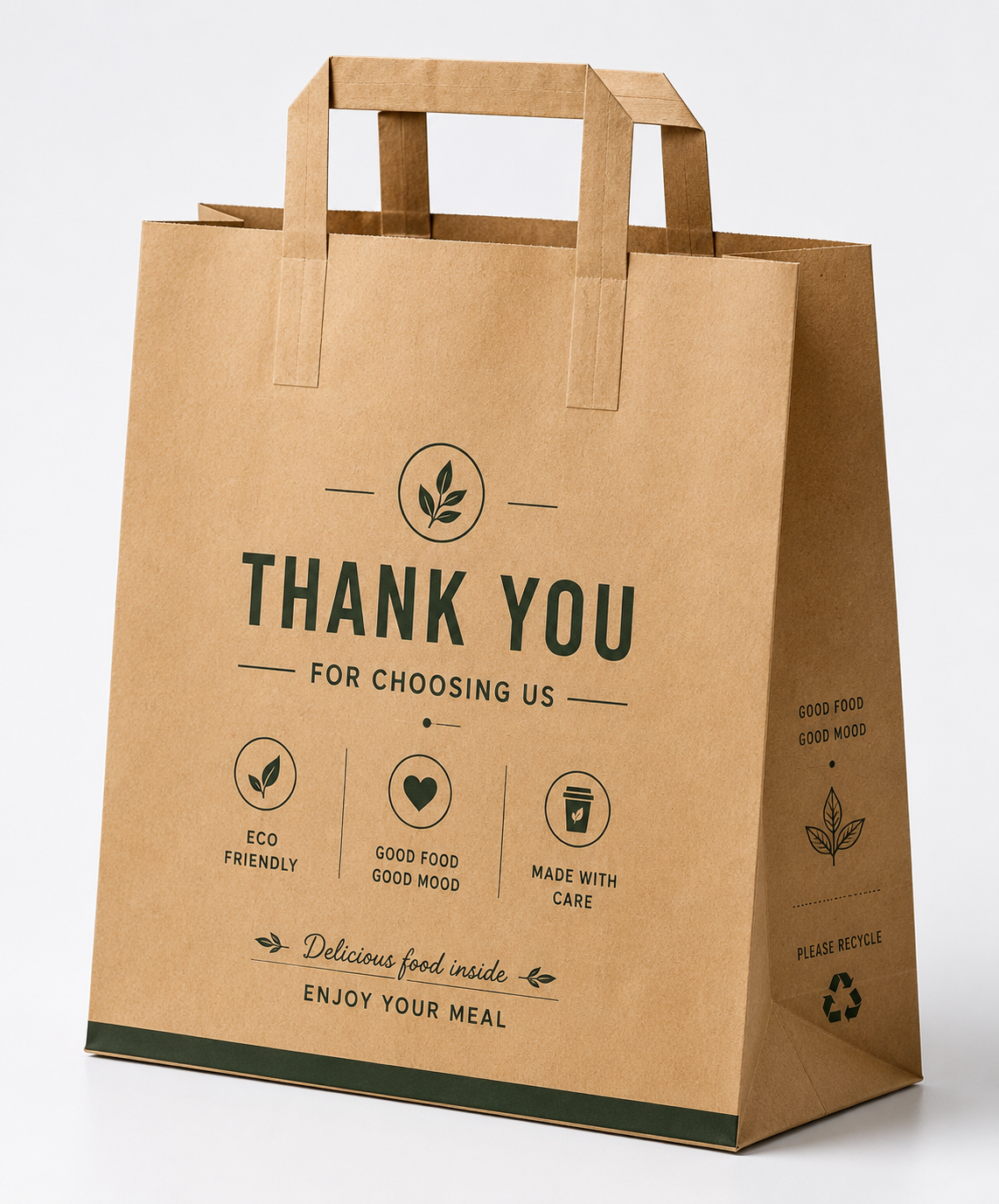 Kraft Paper Takeaway Bag Flat Handle